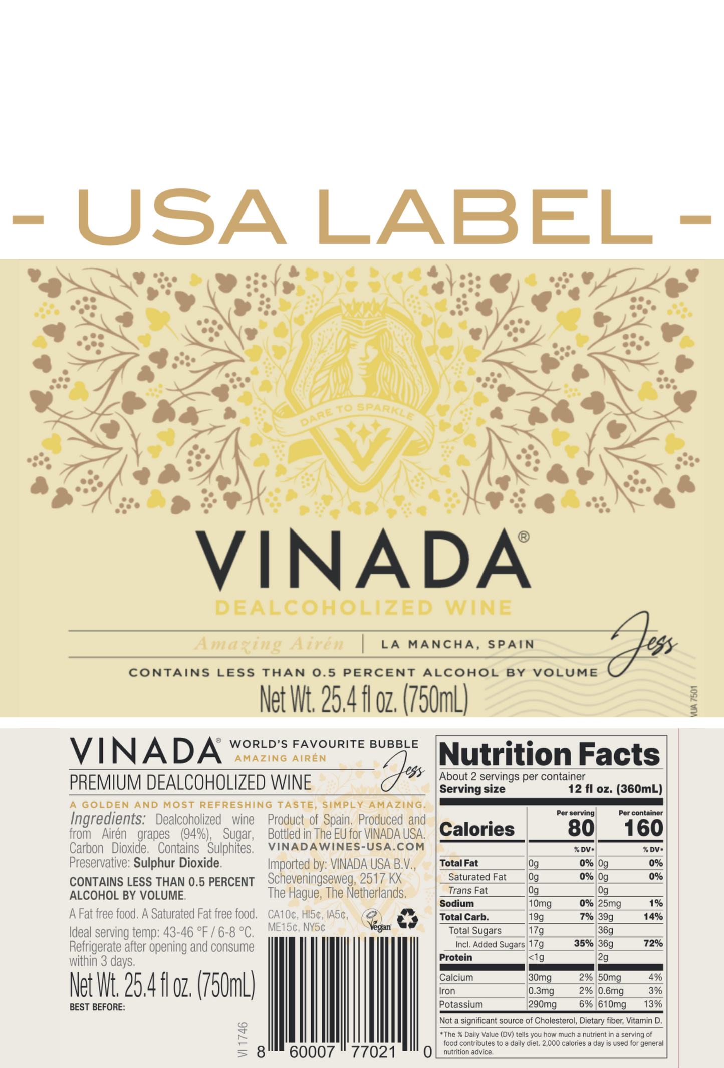 VINADA® - AMAZING AIRÉN GOLD (0%) 25.4 fl oz GIFTSET