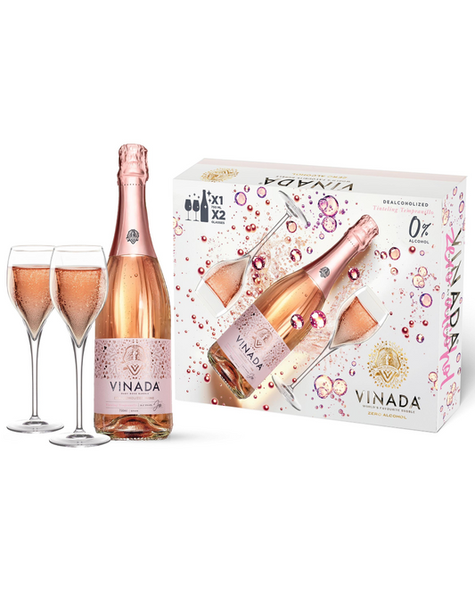 VINADA® -  GIFTBOX - TINTELING TEMPRANILLO ROSÉ (0%) 25.4 FL OZ + 2 Glasses