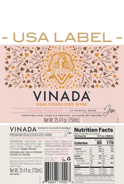 VINADA® - TINTELING TEMPRANILLO ROSÉ (0%)25.4 fl oz GIFTSET